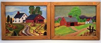 2 Wendy McCombs Paintings on art boards, barn