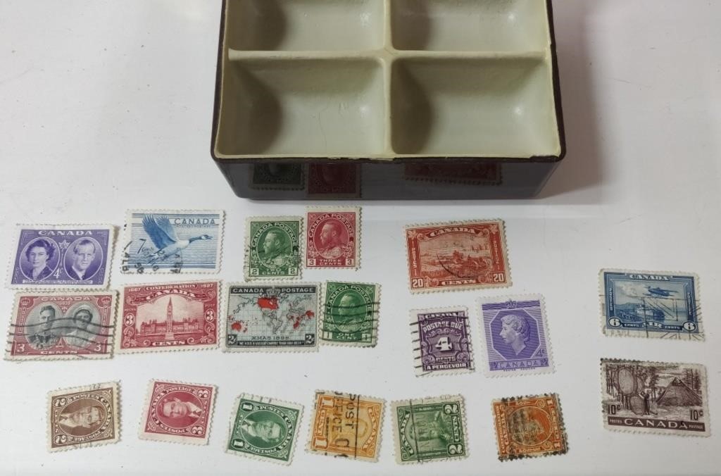 Vintage Stamps in Stamp Box