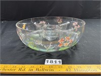 Large Divided Glass Bowl