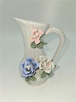 Small Porcelain Glazed Floral Pitcher