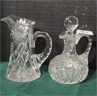 American Brilliant cut glass pitcher, 5" tall,