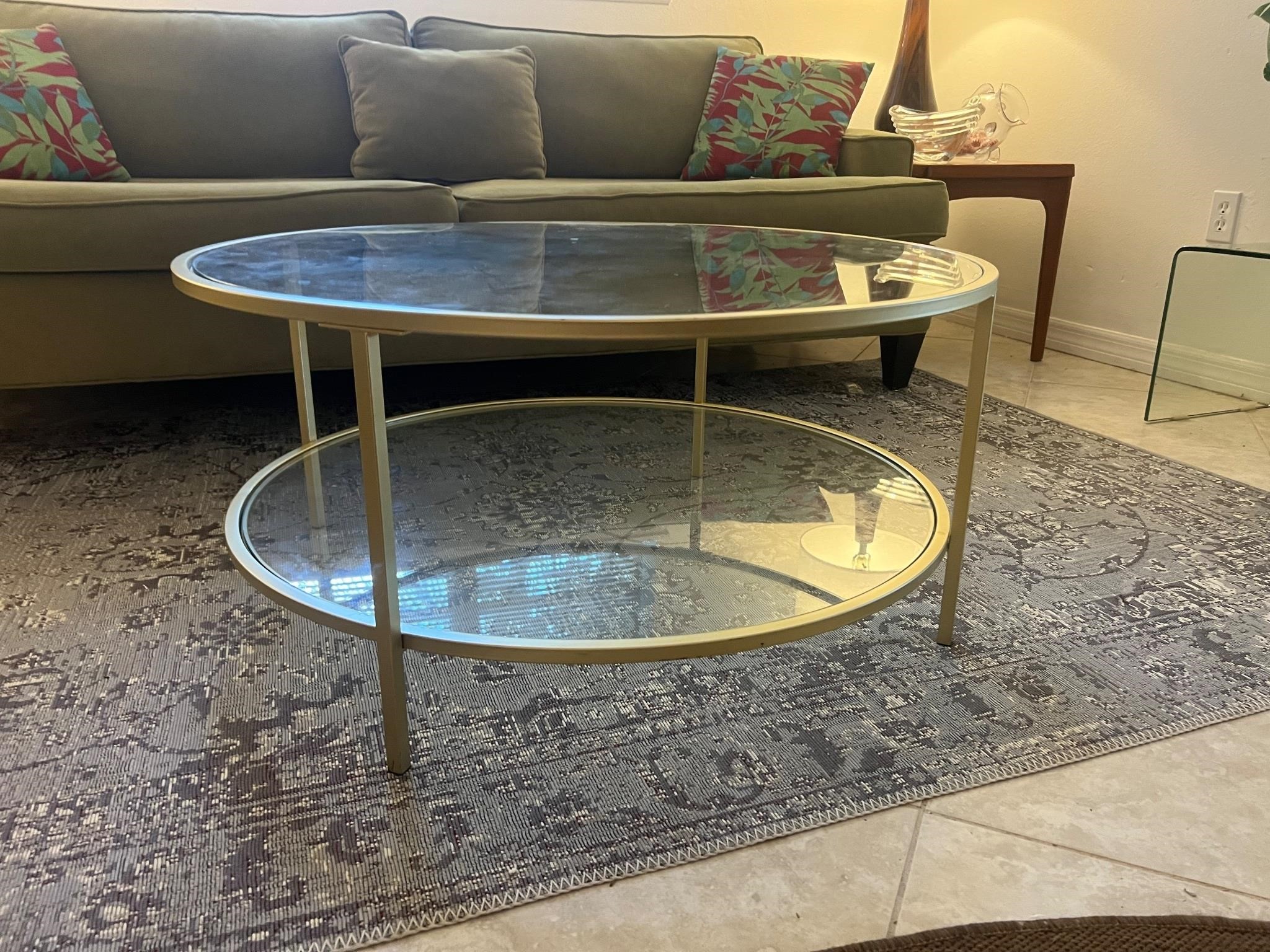 Iron Frame Gold Finished Glass Top Round Table