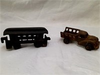 Cast Iron Truck and Train Car