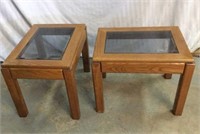 A Pair Of Glass Top Side Tables V