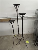 Wrought Iron tall triple candle holder display