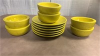 Edmond Lachenal Yellow Ceramic Plate & Bowl 12