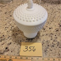 Milk Glass Hobnail Candy Dish