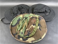 Military Outdoor Camo and Black Sun Hats