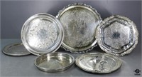 Silver Plate Serving Trays / 7 pc