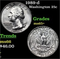 1989-d Washington Quarter 25c Grades GEM+ Unc