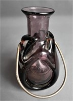 Chet Cole Hanging Blown Art Glass Vase- Signed