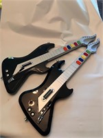 Pair of Rock Band wireless shredder guitar