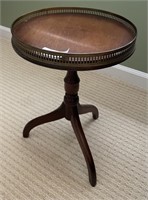 Antique tripod table with brass gallery