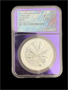 NGC 2021 Germania Chestnut Leaf 1 oz Silver Coin