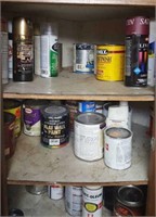 Paint, finishes, stains, kept in heated garage