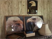 Framed Eagle Poster & Enameled Clock