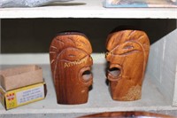 CARVED WOODEN BUSTS SHAKERS