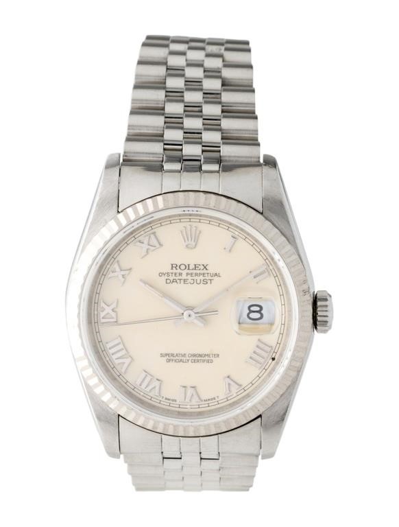 Rolex 18k White Gold Beige Dial Men's Watch 36mm