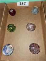 6 VARIOUS GLASS DESIGNS PAPERWEIGHTS