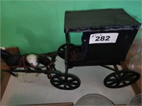 HANDMADE VTG. WOOD BLACK AMISH LOOK  BUGGY WITH