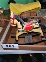 WOOD CONASTOGA WAGON- SMALL ROCKING HORSE &