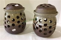 Pottery luminary set of two - artist signed and