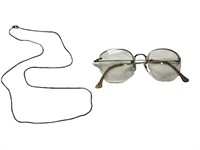 A 12K GF Glasses & Necklace 22” TW 23Gr