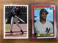 Lot of 2 1990 & 1993 Deion Sanders MLB cards