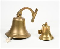 2 PC. BRASS NAVAL SHIP'S BELLS