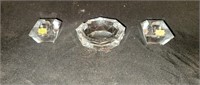 Cut Crystal Candle Holders and Ashtray