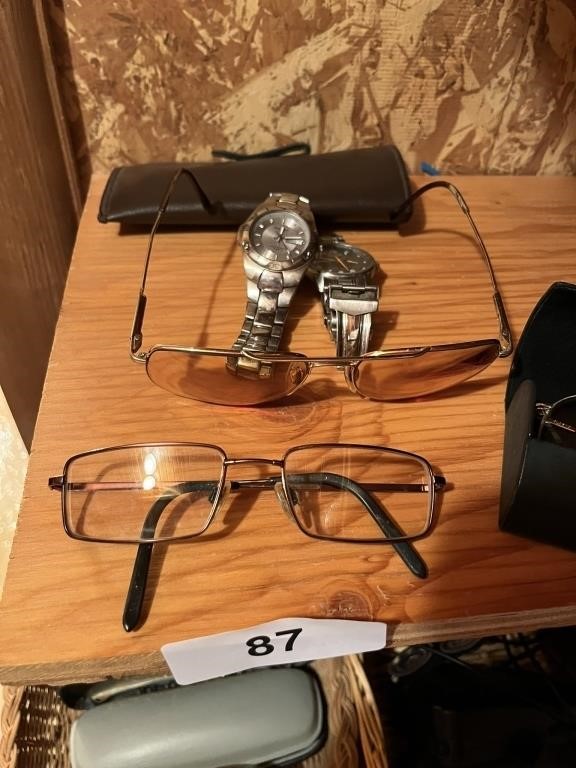 Assorted Eyeglasses & Cases, Armitron Watch, +