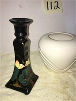 Black Candle Holders and White Vase