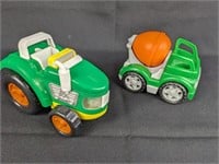 (2) Plastic Tractor & cement Truck Toys