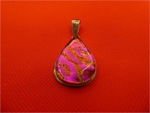 Pink Glass Sterling 1.5" Pendant