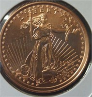 1 oz fine copper coin standing Liberty