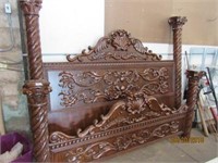Very Ornate King Size Bed - Headboard, Footboard,