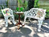 Vintage Victorian Style Garden Bench & Chair