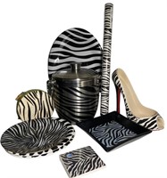 Zebra Print Ice Bucket and Wine Holder