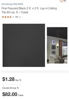Armstrong Black 2ft x 2ft Lay In Ceiling Tile