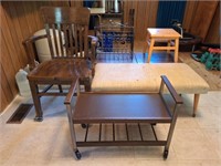 Wood Office Chair, Footstool, TV Cart