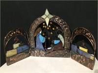 Stained Glass Nativity 3 Fold Screen Christmas