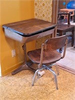 Vintage School Desk & Chair, School Supplies