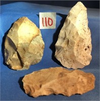3 Stone Scrapers Native American Surface Finds in