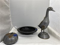 Pewter Duck 14"H & Pumpkin Container