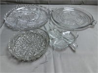 4 Clear Glass Serving Pieces