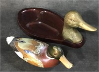 Duck Trinket Tray w/Painted Wood Duck
