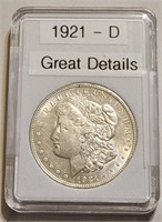 1921-D Morgan Silver Dollar VF