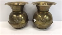 Pair of brass spittoons. These stand 10 inches