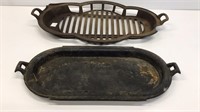 Civil war era cast iron broiler pan and unmarked