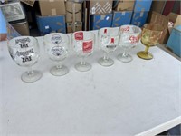 6 VINTAGE STEMMED BEER GLASSES THUMB PRINT PATTER